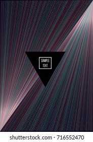 Minimal cover template. Flat geometric linear abstract poster design. Simple dynamic hipster red, pink, grey, blue, turquoise minimal cover. Lines, waves, stripes halftone background. Cool modern book