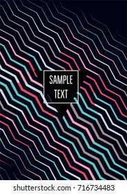 Minimal cover template. Flat geometric linear abstract poster design. Simple dynamic hipster red, pink, grey, blue, turquoise minimal cover. Lines, waves, stripes halftone background. Cool modern book