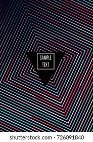Minimal cover template. Flat geometric linear abstract poster design. Simple dynamic hipster red, pink, grey, blue, turquoise minimal cover. Lines, waves, stripes halftone background. Cool modern book