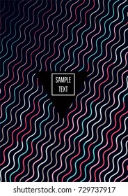Minimal cover template. Flat geometric linear abstract poster design. Simple dynamic hipster red, pink, grey, blue, turquoise minimal cover. Lines, waves, stripes halftone background. Cool modern book