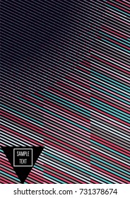 Minimal cover template. Flat geometric linear abstract poster design. Simple dynamic hipster red, pink, grey, blue, turquoise minimal cover. Lines, waves, stripes halftone background. Cool modern book