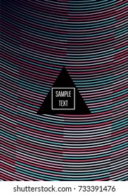 Minimal cover template. Flat geometric linear abstract poster design. Simple dynamic hipster red, pink, grey, blue, turquoise minimal cover. Lines, waves, stripes halftone background. Cool modern book
