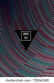 Minimal cover template. Flat geometric linear abstract poster design. Simple dynamic hipster red, pink, grey, blue, turquoise minimal cover. Lines, waves, stripes halftone background. Cool modern book