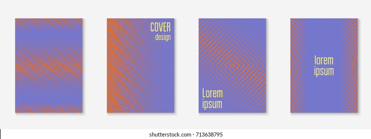 Minimal cover template set. Futuristic trendy layout with halftones. Geometric minimal cover template for book, catalog and annual. Minimalistic colorful gradients. Abstract business illustration.