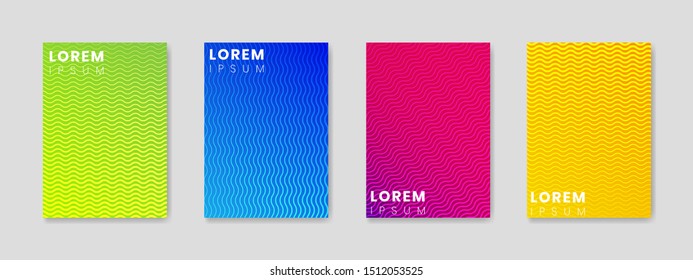 Minimal cover template set with gradient design and geometric lines Premium Vector
