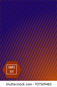 Minimal cover template. Trendy business background in bright purple and orange. Contrast 80s retro template design. Corporate identity, simple minimal covers. Futuristic linear halftone background.