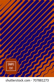 Minimal cover template. Trendy business background in bright purple and orange. Contrast 80s retro template design. Corporate identity, simple minimal covers. Futuristic linear halftone background.