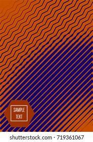 Minimal cover template. Trendy business background in bright purple and orange. Contrast 80s retro template design. Corporate identity, simple minimal covers. Futuristic linear halftone background.