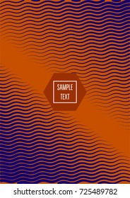 Minimal cover template. Trendy business background in bright purple and orange. Contrast 80s retro template design. Corporate identity, simple minimal covers. Futuristic linear halftone background.