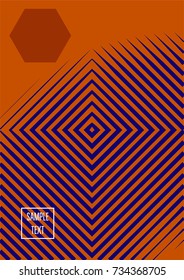 Minimal cover template. Trendy business background in bright purple and orange. Contrast 80s retro template design. Corporate identity, simple minimal covers. Futuristic linear halftone background.