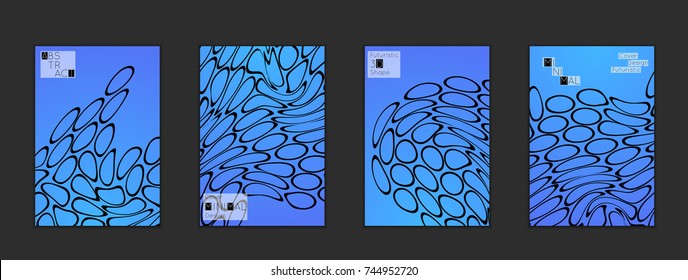 Minimal cover templates with marble striped texture. Abstract bright color splash background. Social media web banner. Future geometric design with black marbling pattern on gradient backdrop.