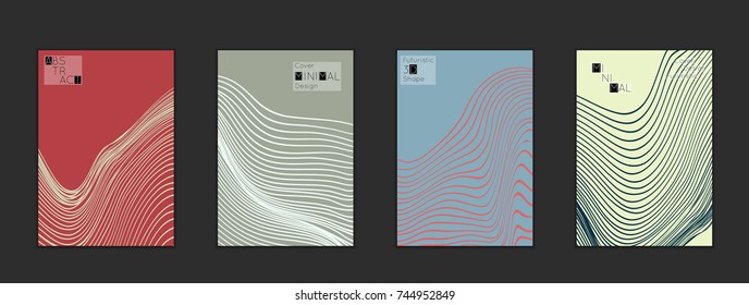 Minimal cover templates with marble striped texture. Abstract bright color splash background. Social media web banner. Future geometric design with marbling pattern on colorful backdrop.