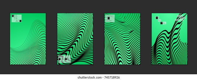 Minimal cover templates with marble striped texture. Abstract bright color splash background. Social media web banner. Future geometric design with marbling pattern on gradient backdrop.