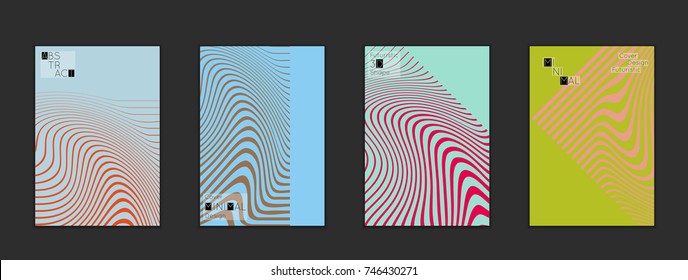 Minimal cover templates with marble striped texture. Abstract bright color splash background. Social media web banner. Future geometric design with marbling pattern on gradient backdrop.