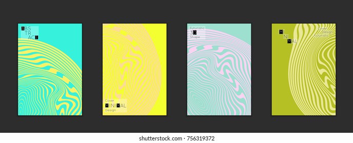 Minimal cover templates with marble striped texture. Abstract bright color splash background. Social media web banner. Future geometric design with marbling pattern on gradient backdrop.