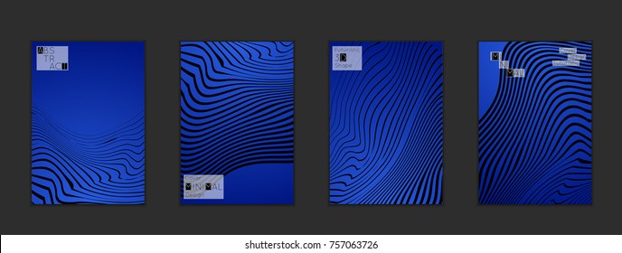 Minimal cover templates with marble striped texture. Abstract bright color splash background. Social media web banner. Future geometric design with marbling pattern on gradient backdrop.