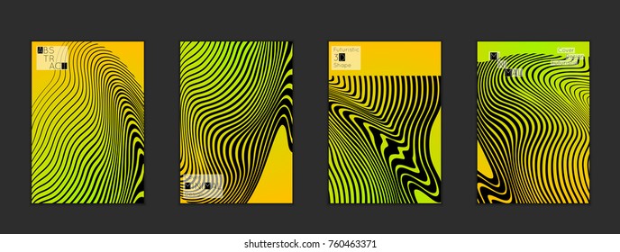 Minimal cover templates with marble striped texture. Abstract bright color splash background. Social media web banner. Future geometric design with marbling pattern on gradient backdrop.