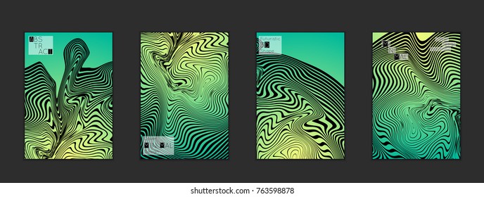 Minimal cover templates with marble striped texture. Abstract bright color splash background. Social media web banner. Future geometric design with marbling pattern on gradient backdrop.