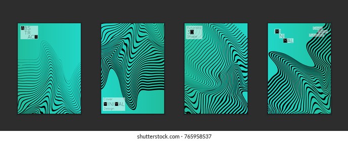 Minimal cover templates with marble striped texture. Abstract bright color splash background. Social media web banner. Future geometric design with marbling pattern on gradient backdrop.