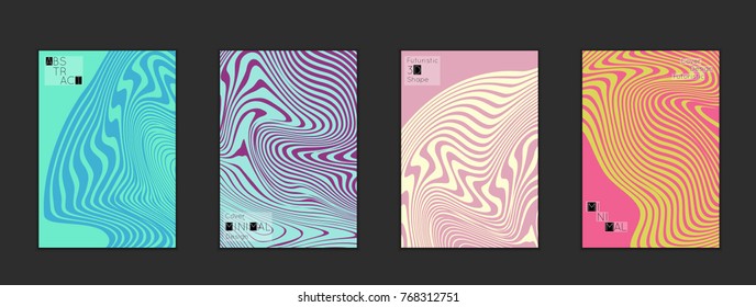 Minimal cover templates with marble striped texture. Abstract bright color splash background. Social media web banner. Future geometric design with marbling pattern on colorful backdrop.