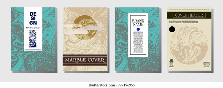 Minimal Cover Templates Set. Marble Business Card. Iridescent Trendy Pink, Blue, Turquoise Paper Texture. Elegant Corporate VIP Minimal Cover Templates. Ebru Suminagashi Liquid Marble Texture