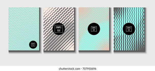 Minimal cover templates vector collection. Female and Male tender turquoise, pink and purple stripes design. Simple futuristic posters. A4 minimal covers set. Business identity elegant noble style.