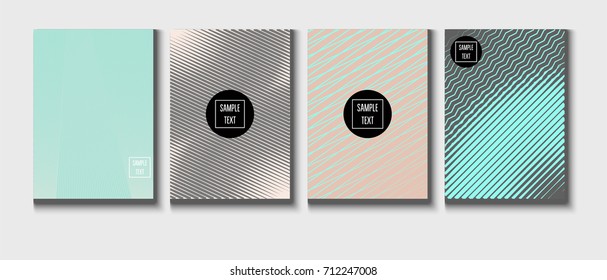 Minimal cover templates vector collection. Female and Male tender turquoise, pink and purple stripes design. Simple futuristic posters. A4 minimal covers set. Business identity elegant noble style.