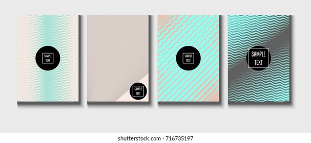 Minimal cover templates vector collection. Female and Male tender turquoise, pink and purple stripes design. Simple futuristic posters. A4 minimal covers set. Business identity elegant noble style.