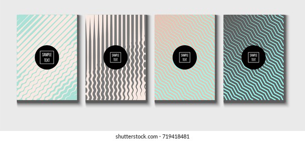 Minimal cover templates vector collection. Female and Male tender turquoise, pink and purple stripes design. Simple futuristic posters. A4 minimal covers set. Business identity elegant noble style.