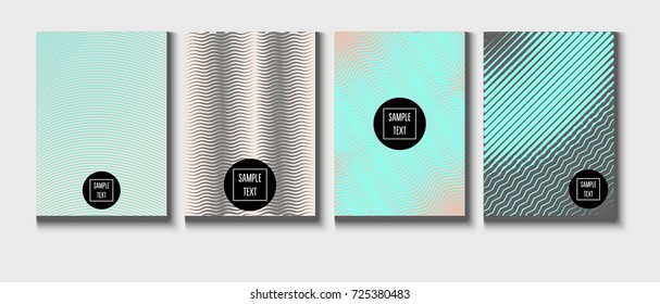 Minimal cover templates vector collection. Female and Male tender turquoise, pink and purple stripes design. Simple futuristic posters. A4 minimal covers set. Business identity elegant noble style.