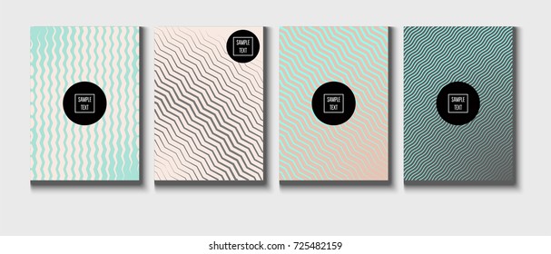 Minimal cover templates vector collection. Female and Male tender turquoise, pink and purple stripes design. Simple futuristic posters. A4 minimal covers set. Business identity elegant noble style.