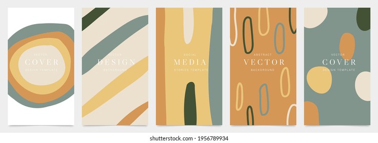 Minimal cover vector design collection. Organic shape abstract arts style background. social media and mobile wallpaper. vector illustration.