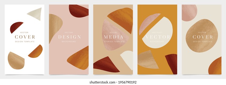 Minimal cover vector design collection. Organic shape abstract arts style background. social media and mobile wallpaper. vector illustration.