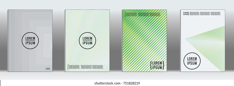 Minimal cover. Vector geometric abstract line pattern for poster design. Set of minimal covers for business brochures. 2d prints for banner background. Graphic pattern for annual album backdrop.