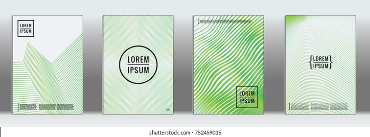 Minimal cover. Vector geometric abstract line pattern for poster design. Set of minimal covers for business brochures. 2d prints for banner background. Graphic pattern for annual album backdrop.
