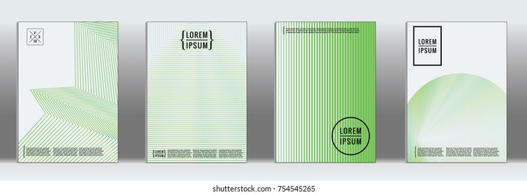 Minimal cover. Vector geometric abstract line pattern for poster design. Set of minimal covers for business brochures. 2d prints for banner background. Graphic pattern for annual album backdrop.