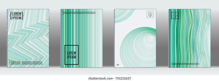 Minimal cover. Vector geometric abstract line pattern for poster design. Set of minimal covers for business brochures. 2d prints for banner background. Graphic pattern for annual album backdrop.
