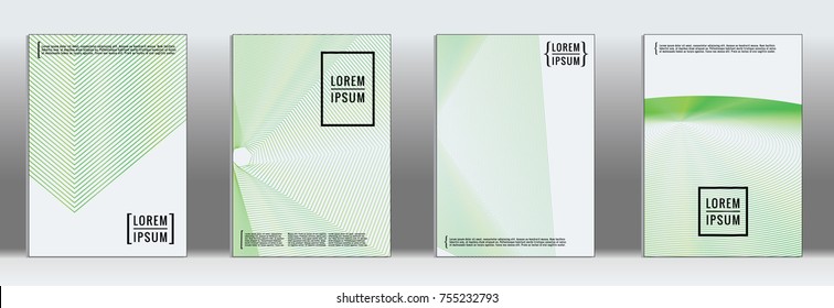 Minimal cover. Vector geometric abstract line pattern for poster design. Set of minimal covers for business brochures. 2d prints for banner background. Graphic pattern for annual album backdrop.
