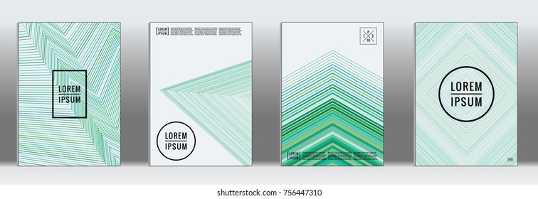 Minimal cover. Vector geometric abstract line pattern for poster design. Set of minimal covers for business brochures. 2d prints for banner background. Graphic pattern for annual album backdrop.