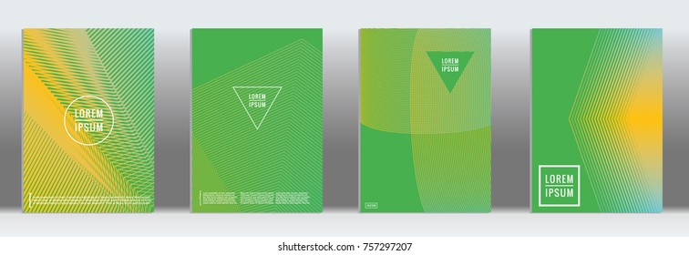 Minimal cover. Vector geometric abstract line pattern for poster design. Set of minimal covers for business brochures. 2d prints for banner background. Graphic pattern for annual album backdrop.