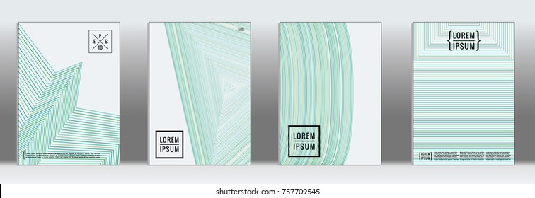Minimal cover. Vector geometric abstract line pattern for poster design. Set of minimal covers for business brochures. 2d prints for banner background. Graphic pattern for annual album backdrop.