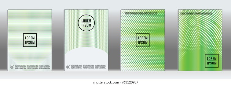 Minimal cover. Vector geometric abstract line pattern for poster design. Set of minimal covers for business brochures. 2d prints for banner background. Graphic pattern for annual album backdrop.