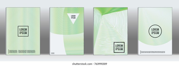 Minimal cover. Vector geometric abstract line pattern for poster design. Set of minimal covers for business brochures. 2d prints for banner background. Graphic pattern for annual album backdrop.