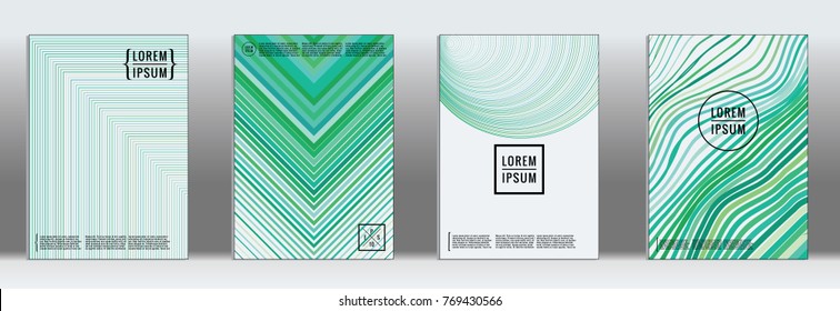 Minimal cover. Vector geometric abstract line pattern for poster design. Set of minimal covers for business brochures. 2d prints for banner background. Graphic pattern for annual album backdrop.