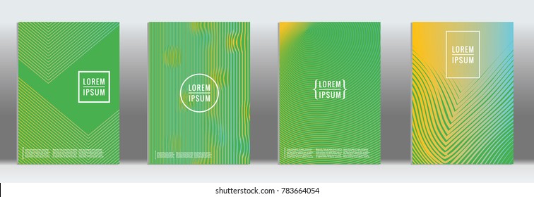 Minimal cover. Vector geometric abstract line pattern for poster design. Set of minimal covers for business brochures. 2d prints for banner background. Graphic pattern for annual album backdrop.