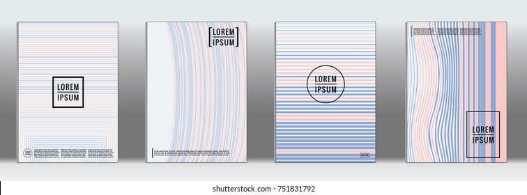 Minimal Cover. Vector Serenity Geometric Abstract Line Pattern for Poster Design. Set of Minimal Covers for Business Brochures. Prints for Banner Background. Graphic Pattern for Annual Album Backdrop.