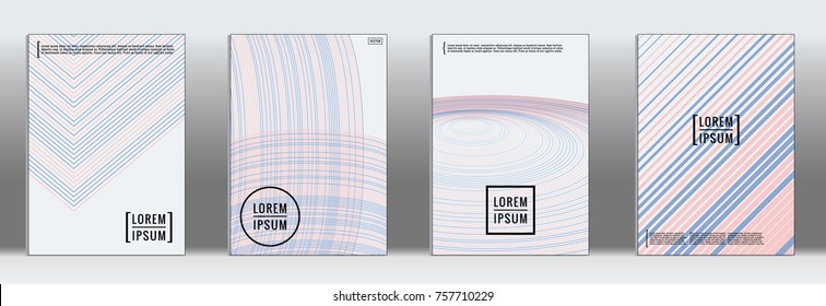 Minimal Cover. Vector Serenity Geometric Abstract Line Pattern for Poster Design. Set of Minimal Covers for Business Brochures. Prints for Banner Background. Graphic Pattern for Annual Album Backdrop.