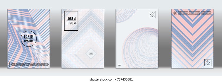 Minimal Cover. Vector Serenity Geometric Abstract Line Pattern for Poster Design. Set of Minimal Covers for Business Brochures. Prints for Banner Background. Graphic Pattern for Annual Album Backdrop.