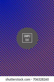 Minimal cover vector template. Bright contrast blue and orange 80s retro design. Neon background for business. Trendy hipster futuristic minimal covers. Lines or stripes edgy halftone blend template.