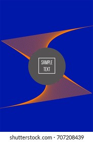 Minimal cover vector template. Bright contrast blue and orange 80s retro design. Neon background for business. Trendy hipster futuristic minimal covers. Lines or stripes edgy halftone blend template.